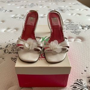 vintage Lilly Pulitzer white leather sandal heels